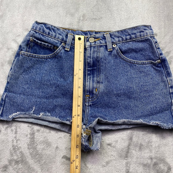Polo Jeans Co Denim 2 1/2 RL Shorts High Waist Frayed Hem Size 8 Fits 26" - Picture 2 of 8